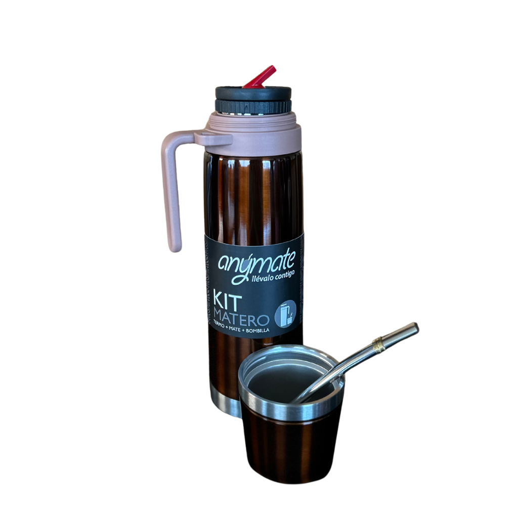 Termo Matero 3 en 1 Anymate 850 ml Acero inoxidable Cobre